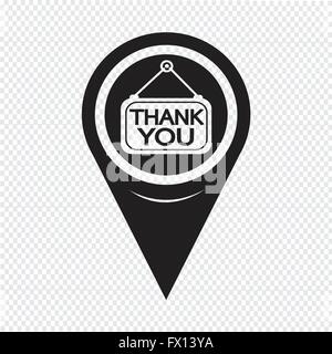 Map Pointer Thank You Icon Stock Vector