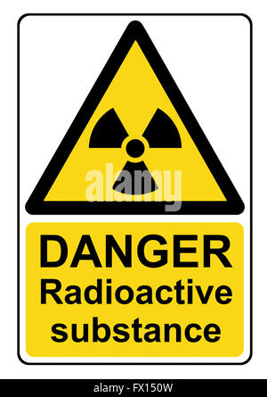 Danger radioactive substance yellow warning sign Stock Photo