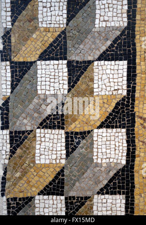 Roman art. Threshold in mosaic cubes perspective. Detail. 1st century. Louvre Museum. Stock Photo