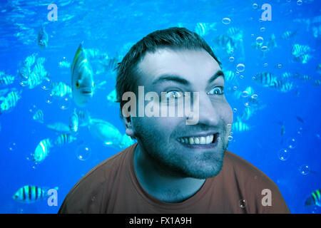 Man under the water Stock Photo