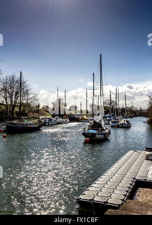 Sailing boats at the River Lyd at Lydney Harbour, Gloucestershire, UK Stock Photo