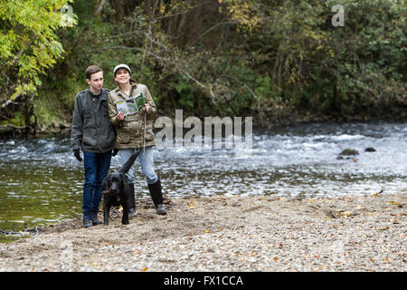 Family enjoying day out in Strathyre Cowal & Trossachs Forrest Stock Photo