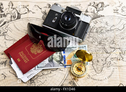 Planning travel destination related items Stock Photo