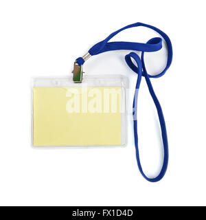 Blank ID or security card with blue neck strap Stock Photo