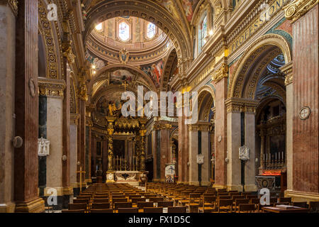 Interior of St George's Basilica in Victoria (Rabat) on Gozo, Malta. Stock Photo