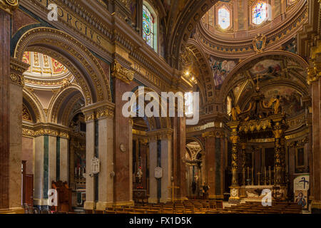 Interior of St George's Basilica in Victoria (Rabat) on Gozo, Malta. Stock Photo