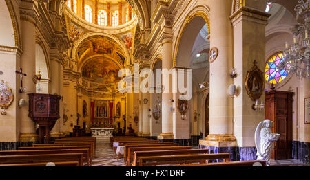Baroque interior of parish church in San Lawrenz, Gozo, Malta. Stock Photo