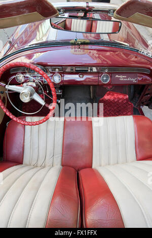 Vertical view of the interior of a Pontiac Star Chief convertible car in Havana, Cuba. Stock Photo