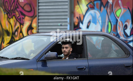 Zayn Malik Seen Filming His New Music Video In Manchester  Featuring: Zayn Malik Where: Manchester, United Kingdom When: 09 Mar 2016 Stock Photo