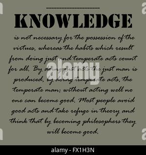 Aristotle Quotes. Knowledge is not necessary Stock Vector Image & Art ...
