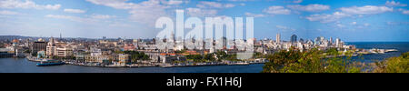 Horizontal panoramic (4 picture stitch) aerial view of The Malecon and Havana Bay, Cuba Stock Photo