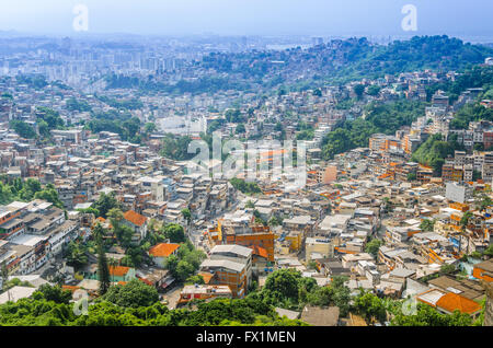 Buildings of Favela Santa Marta mountain behind in Rio de Janeiro, Brazil. Stock Photo