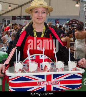 Ladies Day at the 2016 Aintree Grand National, Merseyside, UK.  In previous years attendee’s outfits have got attention for all wrong reasons, officials at the Grand National urged this year's racegoers to 'smarten up' to make the event more aspirational. Stock Photo