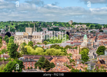 View over the historical old town center of Winchester, Hampshire, England. Stock Photo