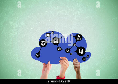 Composite image of hands holding cloud Stock Photo