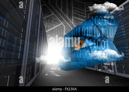 Composite image of eye and binary code on abstract screen Stock Photo