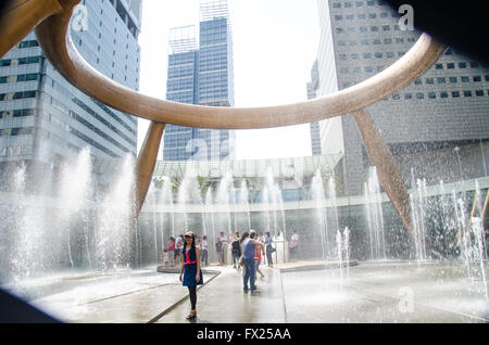 Singapore ,April 3 -2016 unidentified of tourist visit rich fountain at Suntec famous place for travel in   Singapore  April,  , Stock Photo