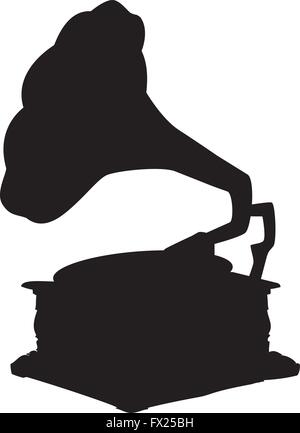 vector illustration of a retro gramophone silhouette Stock Vector