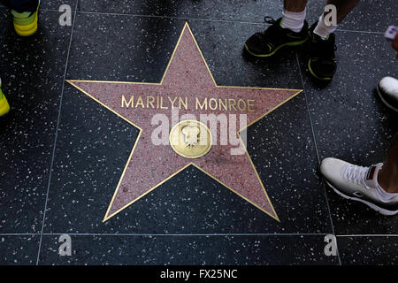 Marilyn Monroe Star on the Hollywood Walk of Fame in Los Angeles, California Stock Photo