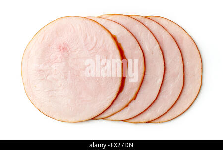 Sliced turkey ham isolated on white background, top view Stock Photo