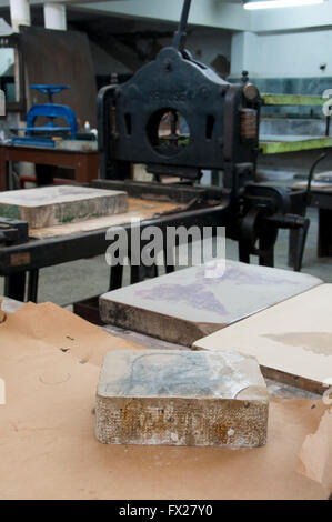 The workshop with intaglio printing equipment Stock Photo
