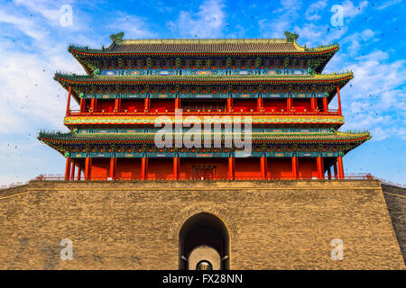 Beijing, China at the Zhengyangmen Gatehouse in Tiananmen Square. Stock Photo