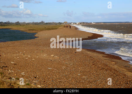 Waves on the coast in Hollesley Bay, East Lane, Bawdsey, Suffolk, England, UK Stock Photo