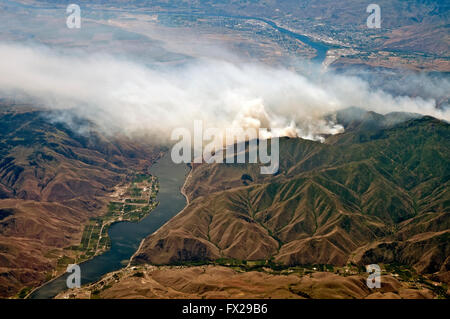Forest fire, Aerial view, USA Stock Photo