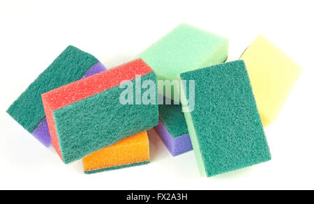 Colorful sponges isolated on a white background Stock Photo