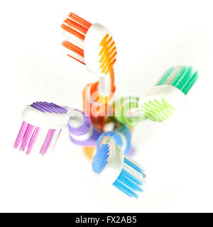 Colorful toothbrushes isolated on white background Stock Photo - Alamy