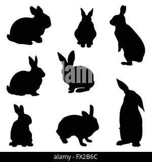 rabbit silhouette illustration set Stock Photo