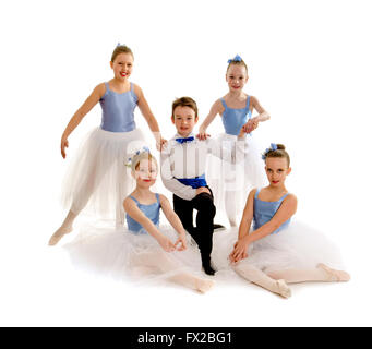 A Team of Junior Ballet Dancers in Recital Costume Stock Photo