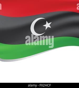 Waving flag of Libyan Republic isolated on white background Stock Vector
