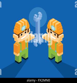 Man Service Worker Technical Support Team Wrench Stock Vector