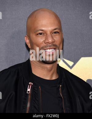 Burbank, California, USA. 9th Apr, 2016. Common arrives for the Mtv Movie Awards 2016 on the Warner Brothers Studio Lot. Credit:  Lisa O'Connor/ZUMA Wire/Alamy Live News Stock Photo