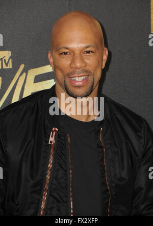 Burbank, CA, USA. 9th Apr, 2016. 09 April 2016 - Burbank, California - Common. Arrivals for the 2016 MTV Movie Awards held at Warner Bros. Studios. Photo Credit: Birdie Thompson/AdMedia Credit:  Birdie Thompson/AdMedia/ZUMA Wire/Alamy Live News Stock Photo