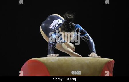 Liverpool, UK. 10th April, 2016. Claudia Fragapane. Vault. Womens Artistic Gymnastics. British Gymnastics Championships 2016. Echo Arena. Liverpool. UK. 10/04/2016. Credit:  Sport In Pictures/Alamy Live News Stock Photo