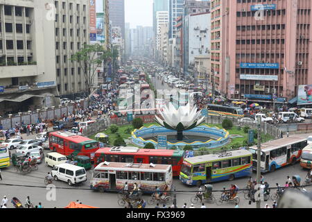 Dhaka 20 march 2016. Shapla Square (Shapla Chottor) is a huge sculpture at the heart of Motijheel in center of Dhaka. Stock Photo