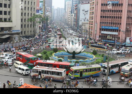 Dhaka 20 march 2016. Shapla Square (Shapla Chottor) is a huge sculpture at the heart of Motijheel in center of Dhaka. Stock Photo