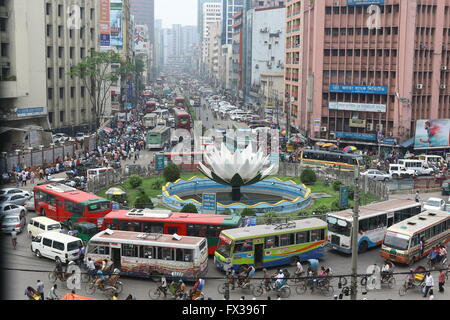 Dhaka 20 march 2016. Shapla Square (Shapla Chottor) is a huge sculpture at the heart of Motijheel in center of Dhaka. Stock Photo