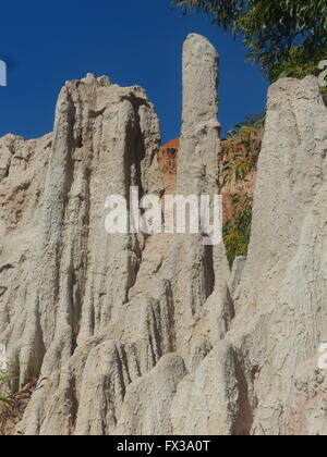 Fairy Stream (Suoi Tien) with knee deep gently drifting water. White lime stone contrast with red sand stone and early morning Stock Photo