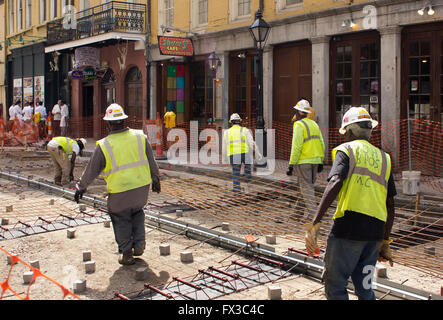 Construction Workers Replacing The Infrastructure In Little Italy In ...