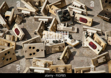 Old Electric Switches Stock Photo