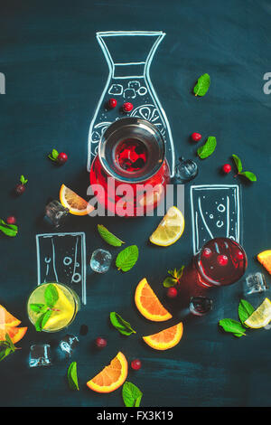 Summer drinks on a chalkboard Stock Photo