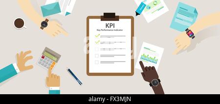 kpi key performance indicator business concept evaluation strategy plan measure hr Stock Vector