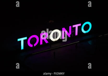 A night view of the 3d Toronto sign in Nathan Phillips square in Toronto, Ont., on 21, 2015. Stock Photo