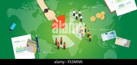 customer segmentation segment business concept marketing market people target Stock Vector