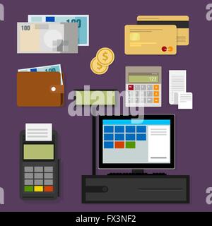 payment point of sales pos register icon cash Stock Vector