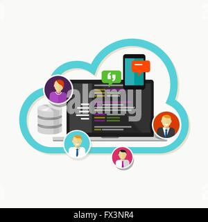 programming web development team collaboration  git hub Stock Vector