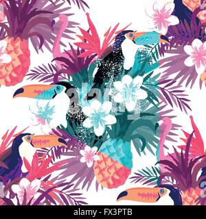 Tropical Abstract Background Vector. Seamless vector background illustration. Stock Vector